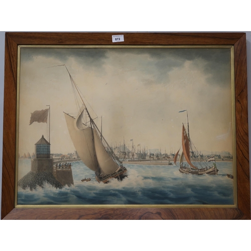 872 - 20th CENTURY SCHOOL SAILBOATS RETURNING TO PORT Watercolour, 51 x 70cm ... 