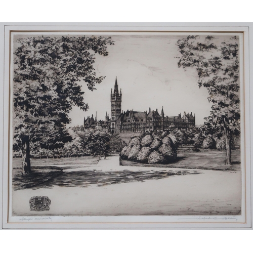 873 - WILFRED CRAWFORD APPLEBEY (SCOTTISH 1889-1954) GLASGOW UNIVERSITY Etching, signed lower ri... 