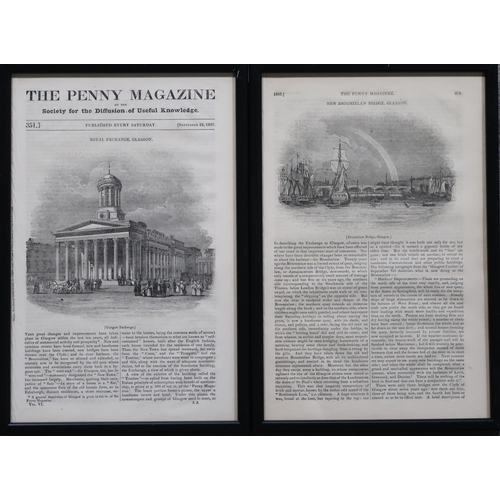 880 - THE PENNY MAGAZINE Framed pages of The Penny Magazine 1935 and 1837 Together with framed p... 