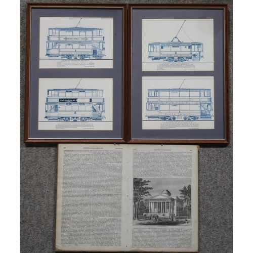 880 - THE PENNY MAGAZINE Framed pages of The Penny Magazine 1935 and 1837 Together with framed p... 