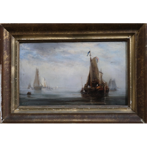 886 - JOHN H. OSWALD (SCOTTISH 1829-1899) HAZE MORNING, VENICE Oil on canvas, signed lower left, 18 x 31cm... 