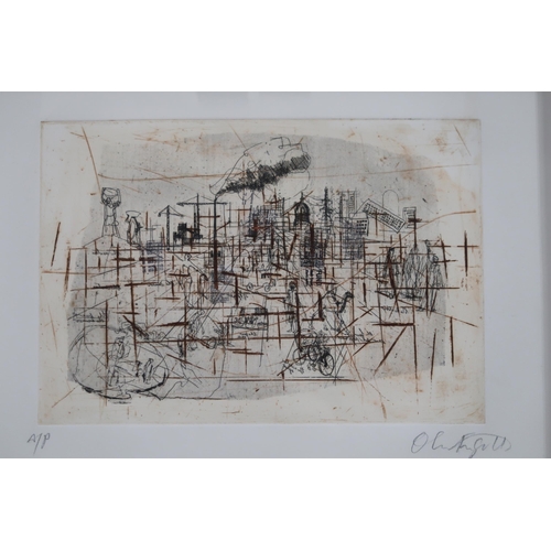 906 - CONTEMPORARY SCHOOL ANATOMY OF A CITY Etching, signed lower right, AP inscribed lower left... 