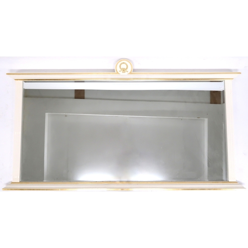 118 - A CONTEMPORARY GILT WHITE VERSACE MIRROR BACK SIDEBOARD mirror with gilt moulded cornice over rectan... 