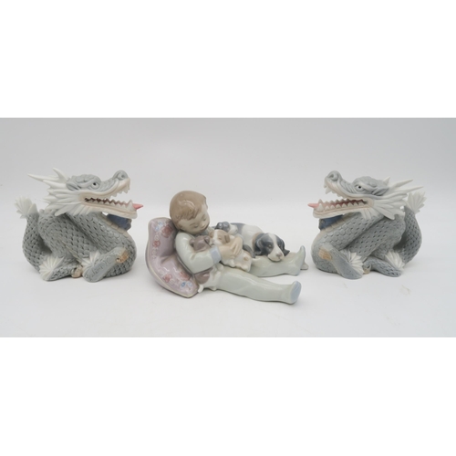 216 - A collection of Lladro and other porcelain animal and bird groups