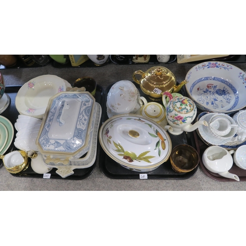 261 - A collection of ceramics including teawares, Susie Cooper oval platters and tureen, Stag punch bowl,... 