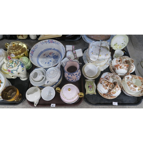 261 - A collection of ceramics including teawares, Susie Cooper oval platters and tureen, Stag punch bowl,... 