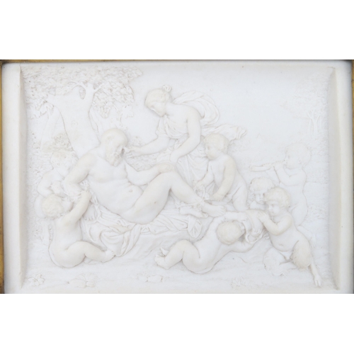 278 - A reproduction alabaster style plaque depicting classical scene