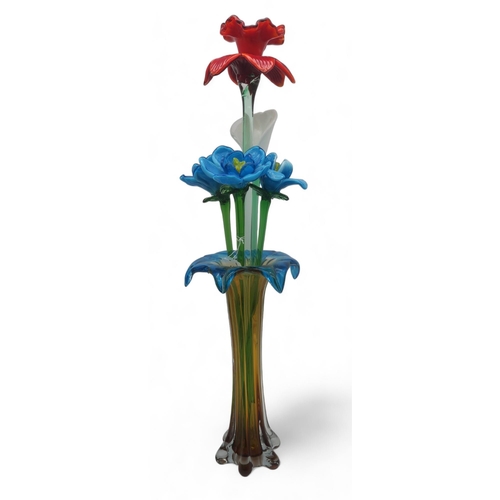 314 - A Murano glass vase with tall glass flowers