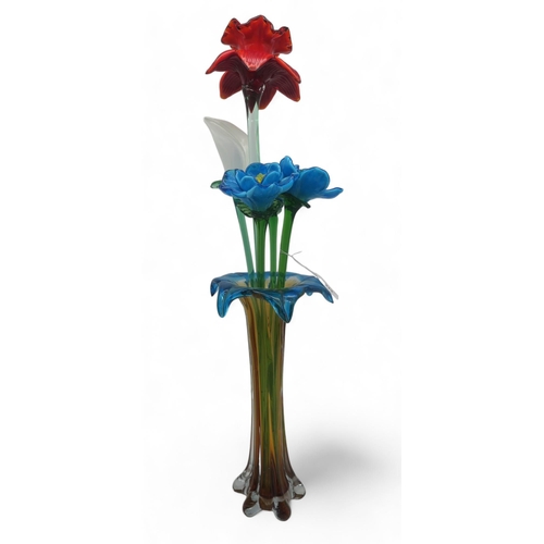 314 - A Murano glass vase with tall glass flowers