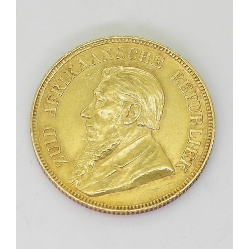 403 - SOUTH AFRICA 1898 KRUGER POND. Obverse;bearded bust of President Johannes Paulus Kruger left, legend... 