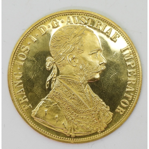 416 - Francis Joseph I (Franz Joseph I) (1848-1916) 4 Ducats 1915Obverse Franz Joseph I facing right ... 