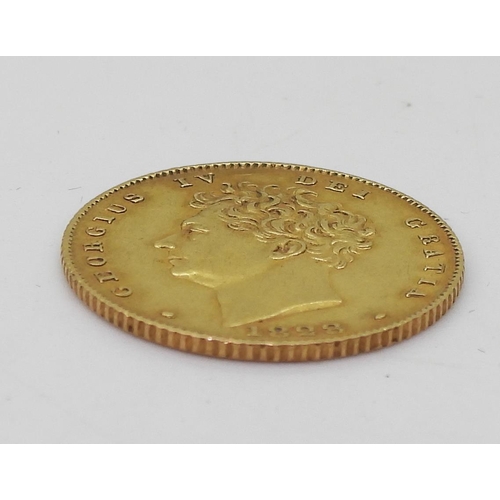 422 - GEORGE IV (1820-1830) ½ Sovereign 1828Obverse Bare head portrait of King George IV ... 