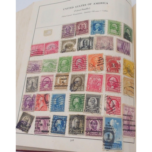 449 - The Century Stamp Album containing worldwide stamps together with hinged on sheets  good early ... 