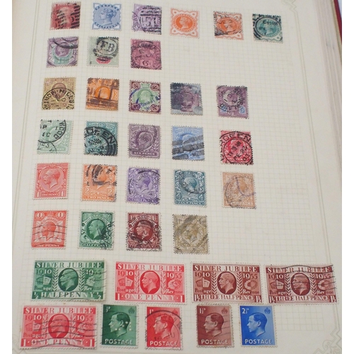 451 - A Simples Stamp Album with Great Britain 1/d black, 1/d red, 1/2 d blue, 1 1/2 d lilac, and various ... 