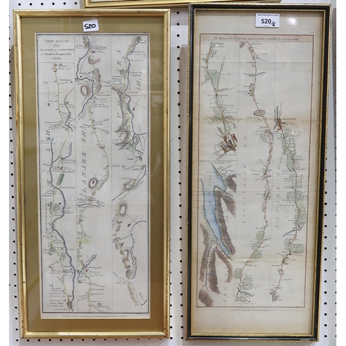 520 - Taylor (George) & Skinner (Andrew)Two hand-coloured road maps from the Survey and Maps of the Ro... 