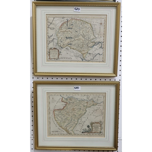 520 - Taylor (George) & Skinner (Andrew)Two hand-coloured road maps from the Survey and Maps of the Ro... 