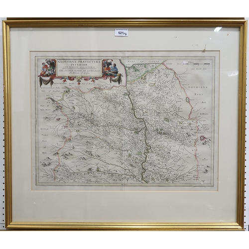 521 - Pont (Timothy) Glottiana Praefectura Superior; The Upper Ward of Clyds-DaylEngraved map, framed unde... 