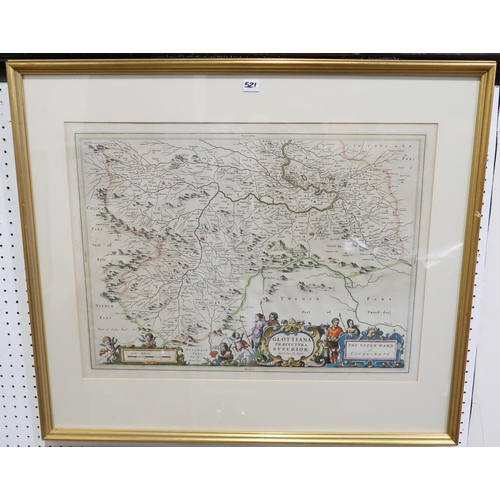 521 - Pont (Timothy) Glottiana Praefectura Superior; The Upper Ward of Clyds-DaylEngraved map, framed unde... 