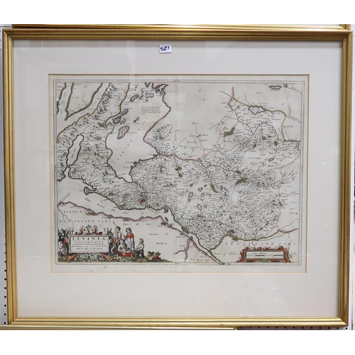 521 - Pont (Timothy) Glottiana Praefectura Superior; The Upper Ward of Clyds-DaylEngraved map, framed unde... 