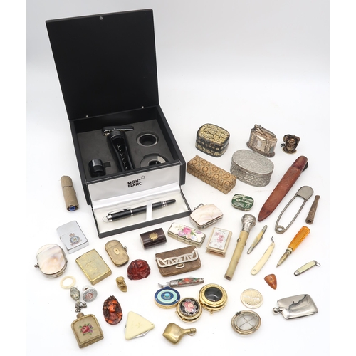 562 - A quantity of costume jewellery and fashion watches, a Mont Blanc fountain pen, cased WMF corkscrew ... 