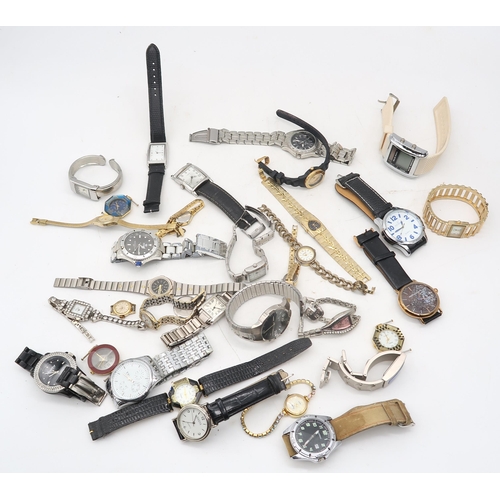 562 - A quantity of costume jewellery and fashion watches, a Mont Blanc fountain pen, cased WMF corkscrew ... 