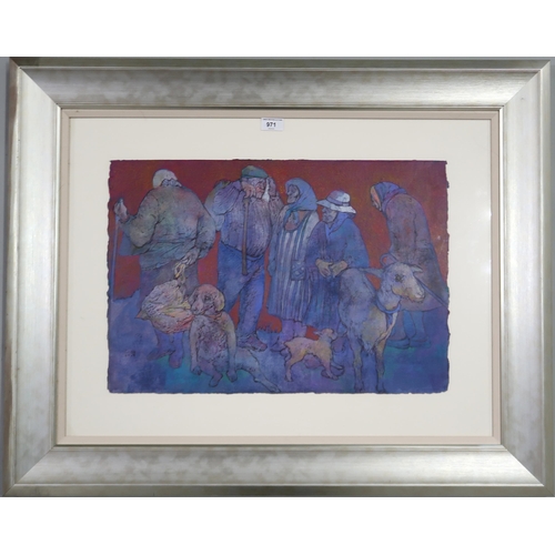 971 - ANDA PATERSON RSW RGI (SCOTTISH 1935-2022) GIPSY SHEPERDS Watercolour and acrylic, signed ... 