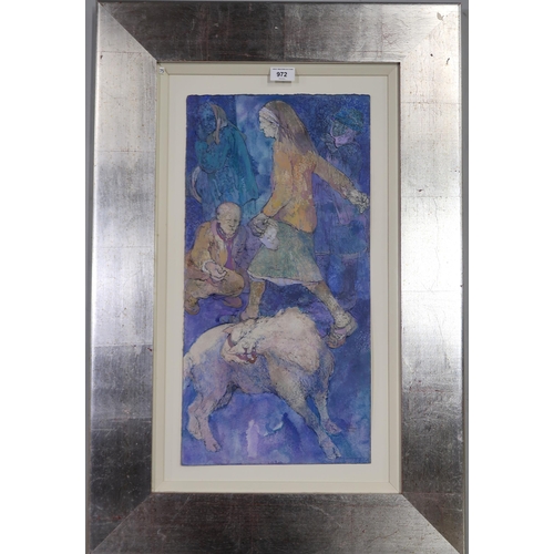 972 - ANDA PATERSON RSW RGI (SCOTTISH 1935-2022) THE THIN WOMAN  Mixed media, signed lower ... 