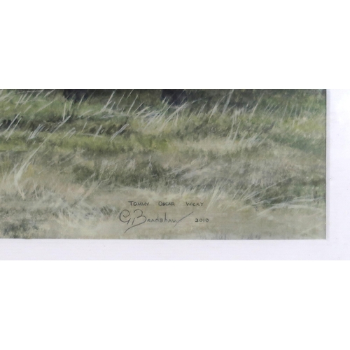 979 - GRAHAM BRADSHAW (SCOTTISH CONTEMPORARY) TOMMY, OSCAR, WICKY Gouache, signed lower right, 37 x 53cm T... 