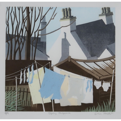 994 - LISA HOOPER (SCOTTISH CONTEMPORARY) SPRING, POSTPATRICK Linocut, signed lower right, numbe... 