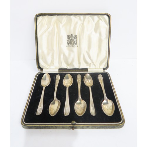 396A - A collection of silver and EPNS including a set of silver tea spoons, by Emile Viner, Sheffield, cas... 