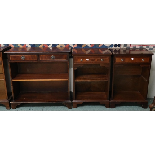 107 - A mixed lot to include pair of mahogany open bookshelves, 72cm high x 46cm wide x 29cm deep, another... 