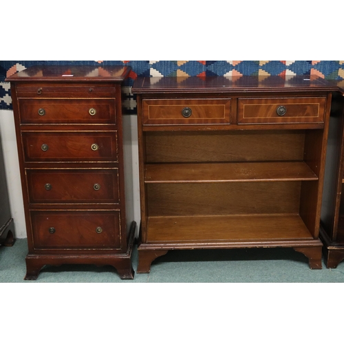 107 - A mixed lot to include pair of mahogany open bookshelves, 72cm high x 46cm wide x 29cm deep, another... 