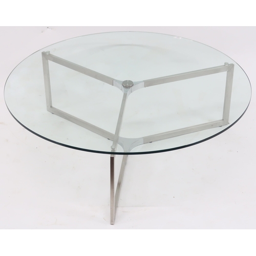 111 - A contemporary Italian circular glass and steel coffee table attributed to Gallotti & Radice, 36... 