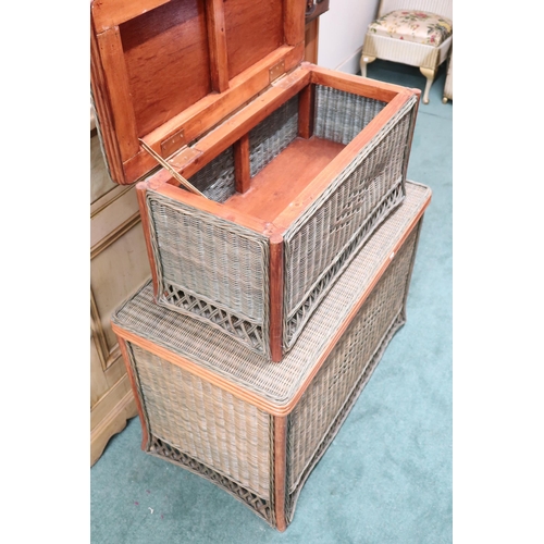 81 - A lot comprising two green wicker Lloyd loom style blanket chests, the larger being, 59cm high x 93c... 