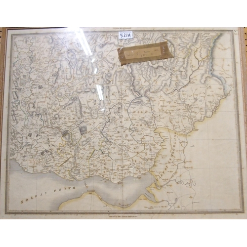 521A - John Thomas, Edinburgh 1828 Framed map of Annan under glass measuring approximately 56cm high x... 