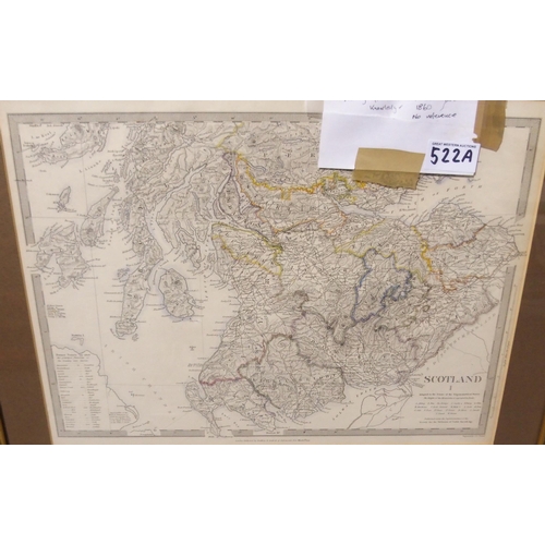 522A - Society for the diffusion of useful knowledge C1860, Scotland I,II,IIIThree framed maps of Scotland,... 