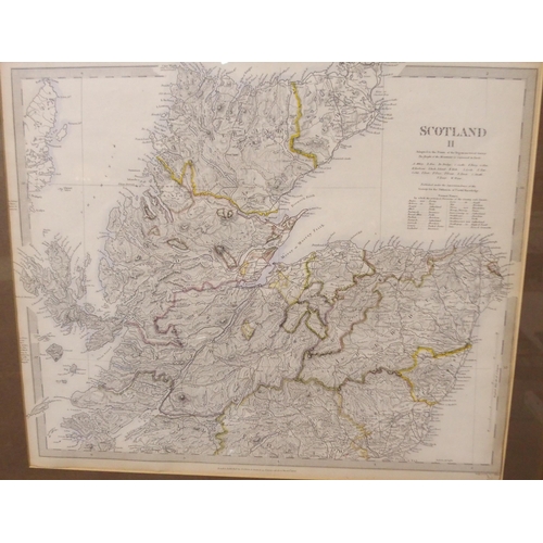 522A - Society for the diffusion of useful knowledge C1860, Scotland I,II,IIIThree framed maps of Scotland,... 