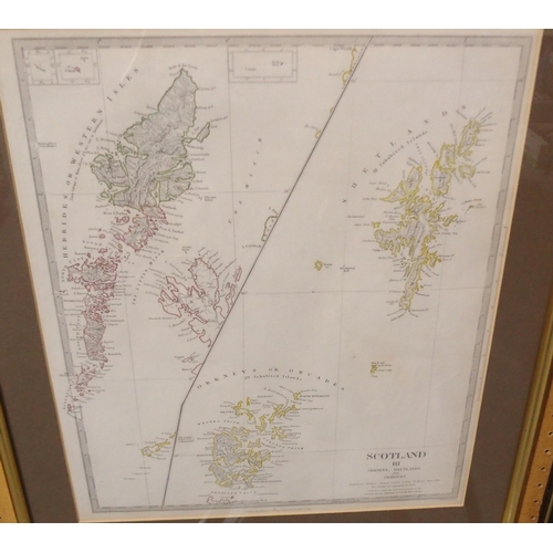 522A - Society for the diffusion of useful knowledge C1860, Scotland I,II,IIIThree framed maps of Scotland,... 