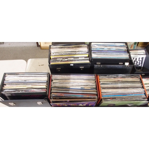 458 - VINYL RECORDS a collection of heavy rock, prog rock, funk, pop LP records in six carry cases with Sp... 