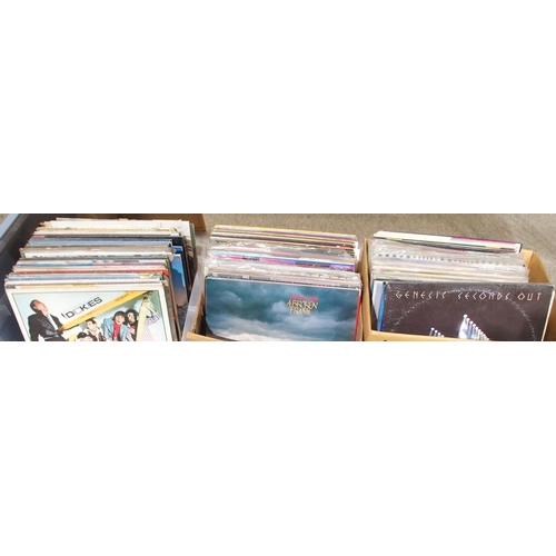 459 - VINYL RECORDS in three boxes, a collection of prog rock, rock, punk and pop with The Dickies, David ... 