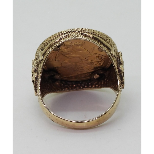 794 - An 1891 gold full sovereign in 9ct gold ring mount, size V1/2, weight 16.5gms