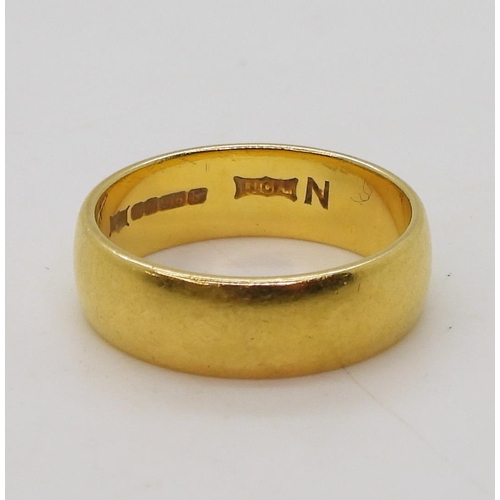 799 - A 22ct gold wedding ring, size N1/2, weight 6.9gms