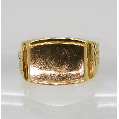 809 - A bright yellow metal signet ring, (stamped 22c) size W, weight 11.8gms