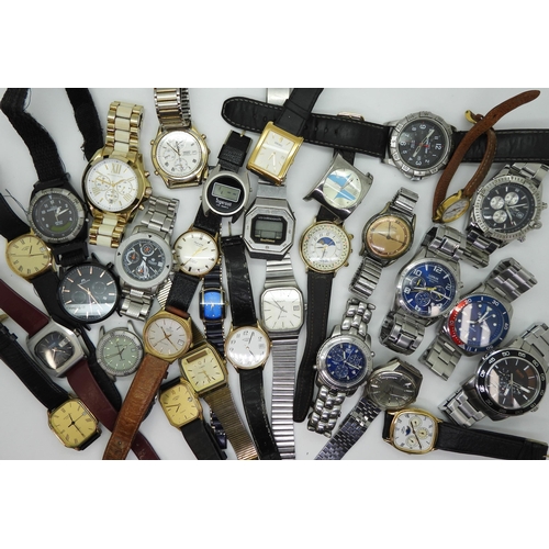 867 - A collection of wrist watches to include Paul Jobin, Timex moon phase, Marvin Revue, Seiko, Avia and... 