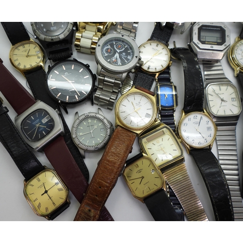 867 - A collection of wrist watches to include Paul Jobin, Timex moon phase, Marvin Revue, Seiko, Avia and... 