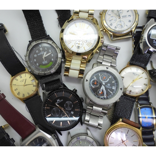 867 - A collection of wrist watches to include Paul Jobin, Timex moon phase, Marvin Revue, Seiko, Avia and... 