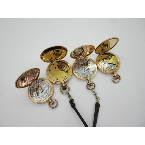 870 - Two full hunters and two half hunter gold plated pocket watches, Am Watch Co 'Royal', Waltham, Elgin... 