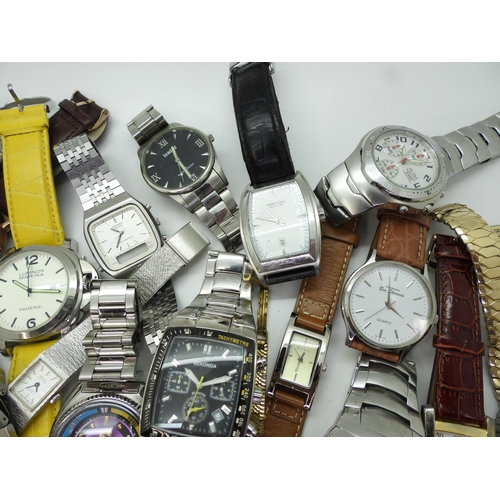 894 - A collection of fashion watches to include, Orient, Sekonda, Casio, Timex, Seiko, and replicas