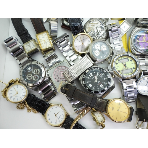 894 - A collection of fashion watches to include, Orient, Sekonda, Casio, Timex, Seiko, and replicas