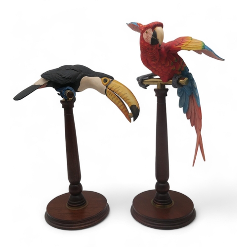 A Limited Edition Border Fine Arts Toucan, no 244/950 and another of a Macaw parrot, no 311/950 both by Richard Roberts, and with certificates (2)